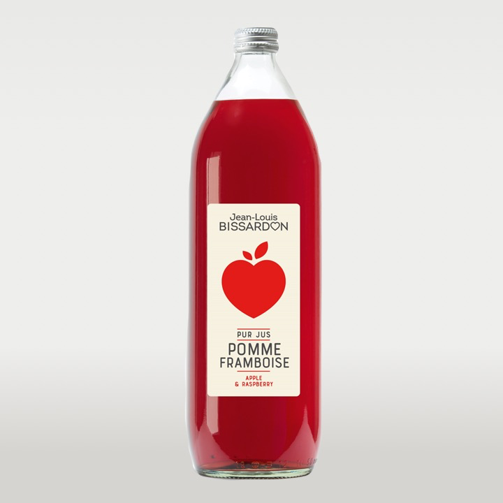 Jus de pomme framboise - 100% Pur Jus - Bissardon - 1L