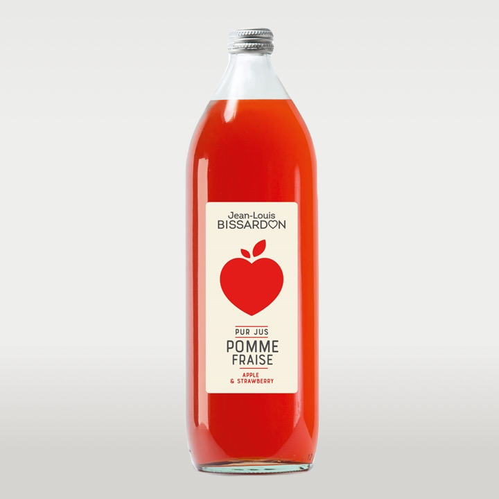 Jus de pomme fraise - 100% Pur Jus - Bissardon - 1L
