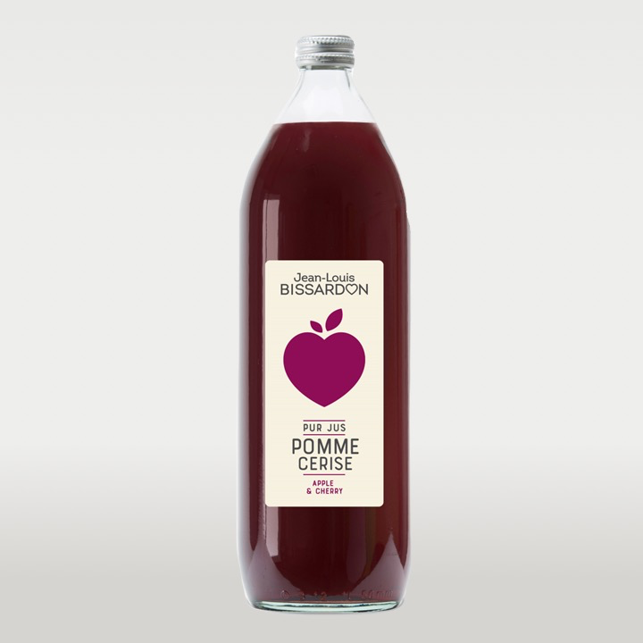 Jus de pomme cerise - 100% Pur Jus - Bissardon - 1L