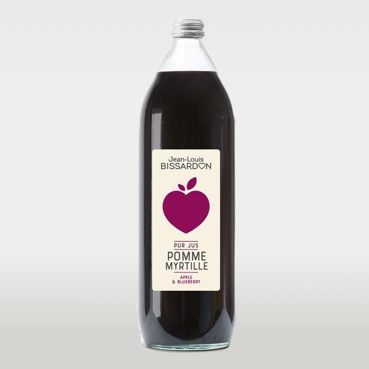 Jus de pomme myrtille - 100% Pur Jus - Bissardon - 1 Litre