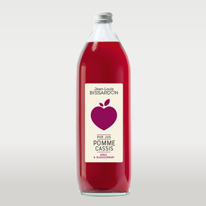 Jus de pomme cassis - 100% Pur Jus - Bissardon - 1 Litre
