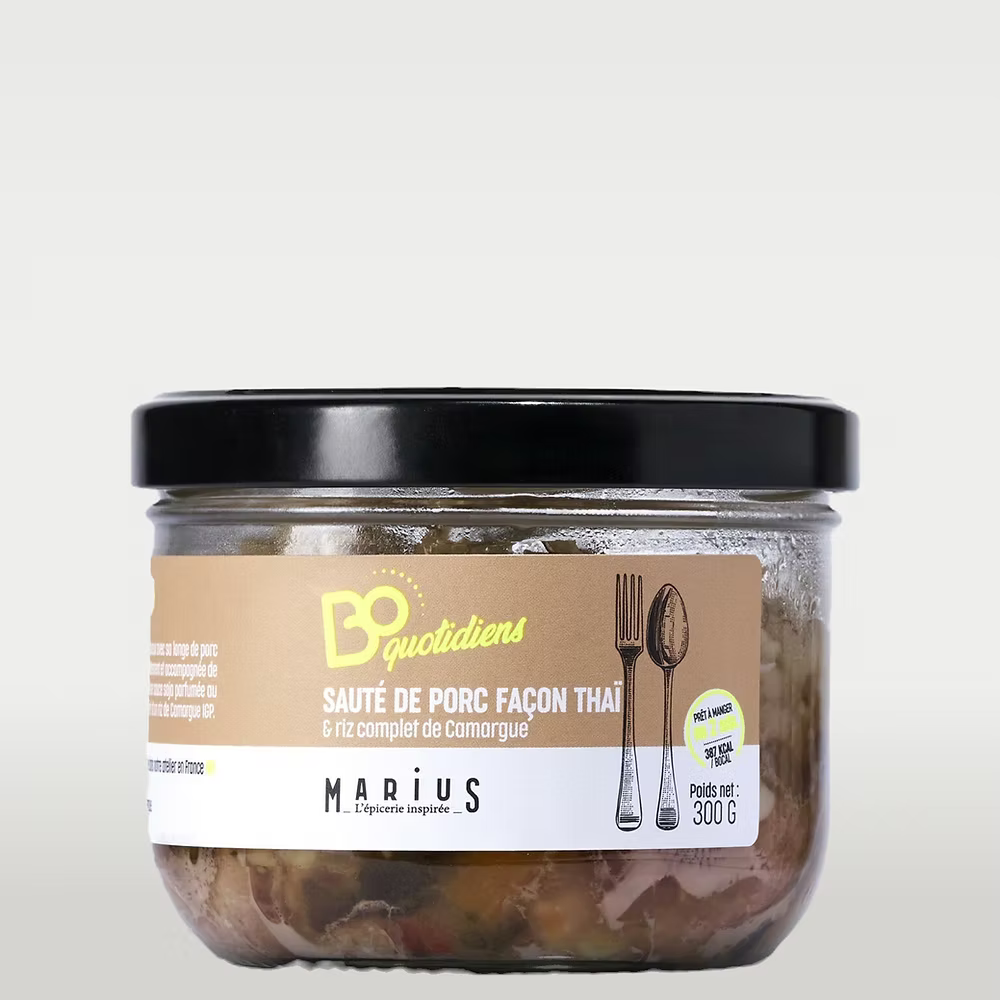 Sauté de Porc façon Thaï & Riz complet de Camargue 300 Gr - Marius