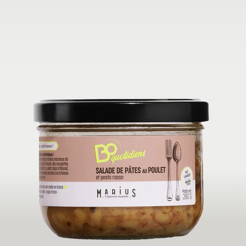 Salade de pâtes au poulet et pesto rosso 260 Gr - Marius