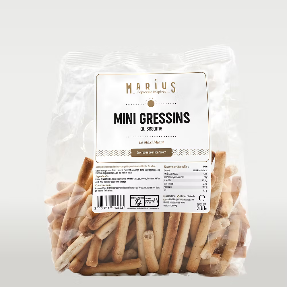 Mini gressins au sésame 200 Gr - Marius